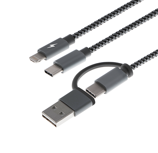 Cable Xtech XTC-560 USB Tipo A o C Micro USB o Lightning y USB tipo C 1.2 m Solo carga Color Gris