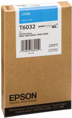 Tinta Epson Cyan T6032  cartucho de tinta - para Stylus Pro 7800, Pro 7880, Pro 9800, Pro 9880