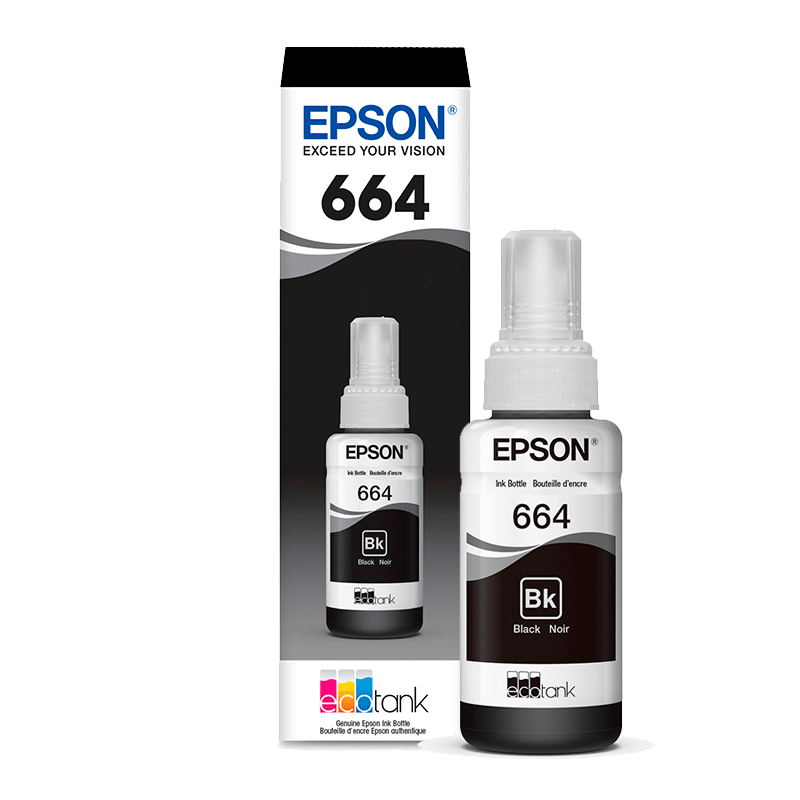 Tinta Epson Negro (T664 ) de 70ml. para L110 / L120/ L121/L200 / L210 / L220 / L300/L310 /L350 / L355 / L365 / L375 / L380 / L395 / L396 / L455 / L475 / L495 / L555 / L565 / L575 / L1300
