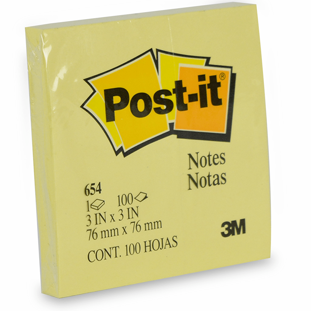BLOCK STICKN Post-It 3"X3" NEON AMARILLO 