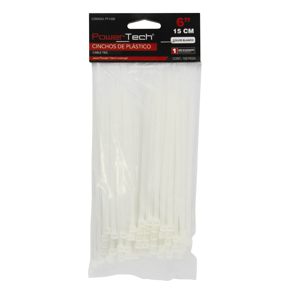 CINCHO PLASTICO LINET DE 4 PLG. BLANCO / BOLSA DE 100 BLANCO