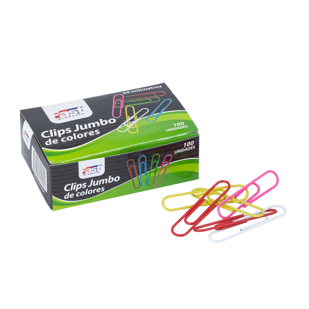 CLIPS JUMBO FAST COLORES CAJA 100U 