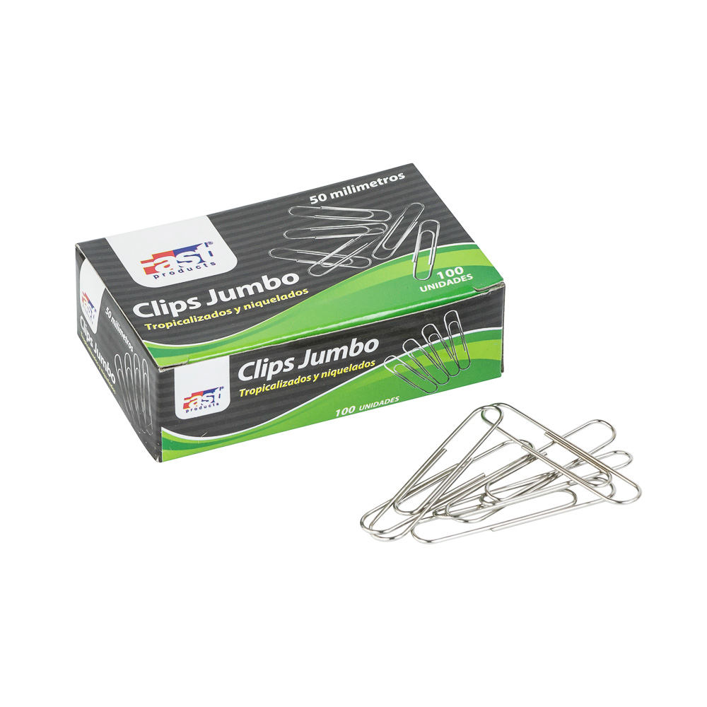 Clips Jumbo Fast Niqueleado Caja 100U