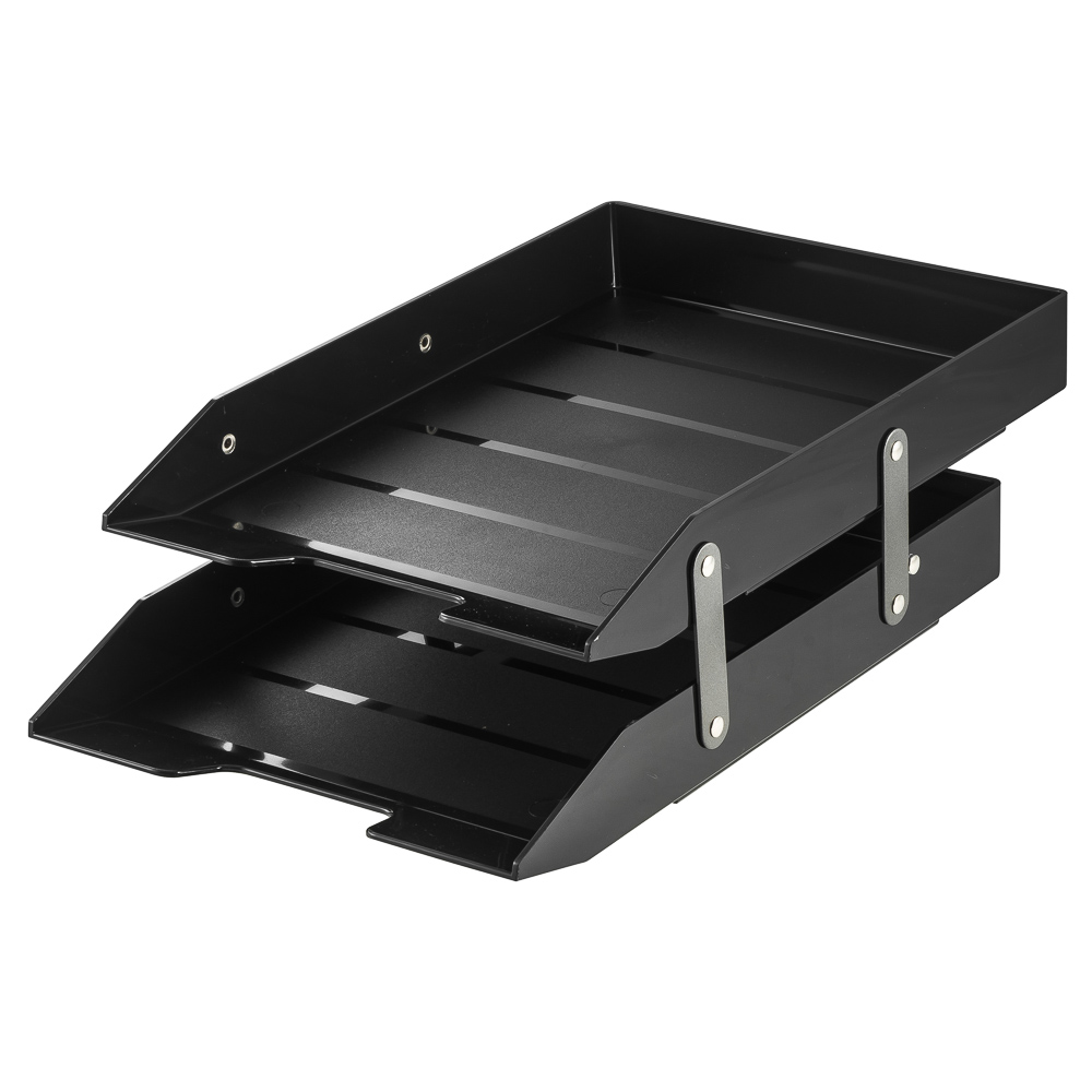 PAPELERA OFFICE METALICA 2 NIVELES NEGRO 