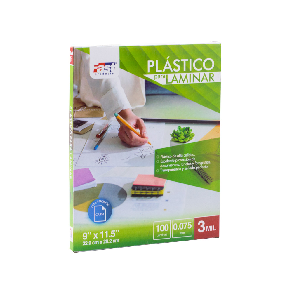 PLASTICO PARA LAMINAR CX100 CARTA 9″X11.5″ X 3 MILESIMAS