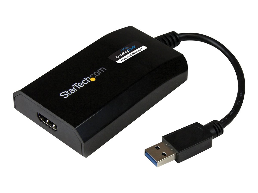 StarTech.com Adaptador Gráfico Externo Multi Monitor USB 3.0 a HDMI HD Certificado DisplayLink para Mac y PC - Tarjeta Gráfica Externa - Adaptador de vídeo externo - USB 3.0 - HDMI - negro - para P/N: HDDVIMM3, HDMM12, HDMM15, HDMM1MP, HDMM2MP, HDMM3, HDMM3MP, HDMM50A, HDMM6, HDPMM50