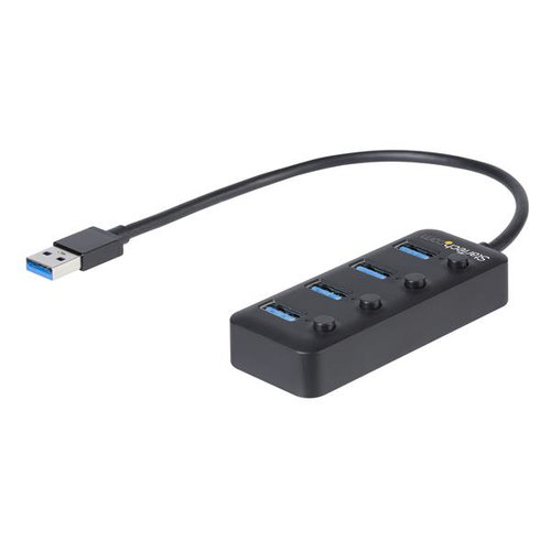 Hub USB 3.0 de 4 Puertos StarTech.com USB-A con Interruptores Individuales de Encendido/Apagado - Hub - 4 x USB 3.1 Gen 1 - sobremesa - para P/N: HB30C4AIB