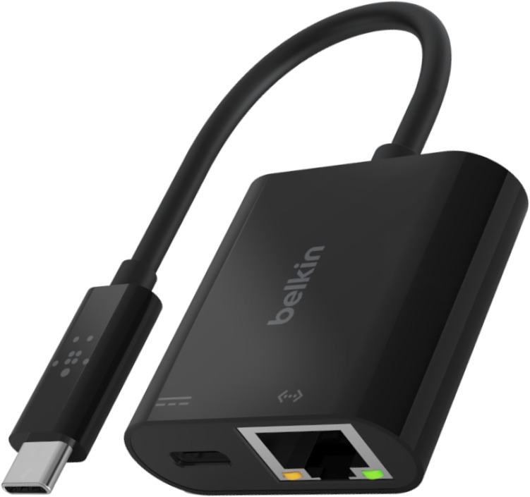 Belkin - Ethernet and charge adapter - USB-C - Gigabit Ethernet x 1 + USB-C (solo alimentación) x 1