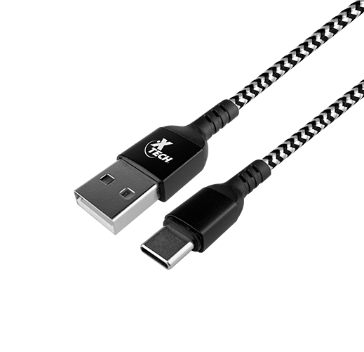 Xtech - USB cable - 4 pin USB Type A - 24 pin USB-C - 1.8 m - Black & white - Braided-XTC-511