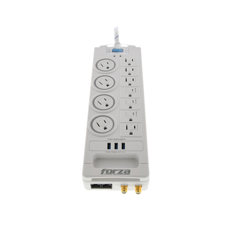 Surge protector - AC 110/220 V - 11 Tomas de Corriente - NEMA 3USB 5ft WH
