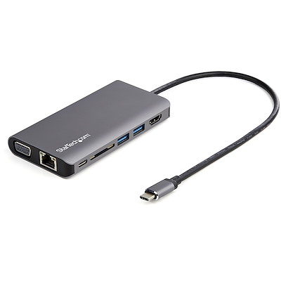 StarTech.com USB C Multiport Adapter, USB-C Mini Travel Dock w/ 4K HDMI or 1080p VGA, 100W PD Pass-Through, 3x USB, SD, GbE, Audio - Estación de conexión - USB-C - VGA, HDMI - GigE