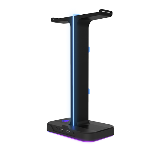 Soporte doble para Auriculares con Luz RGB y 2 Puertos USBXTH-690