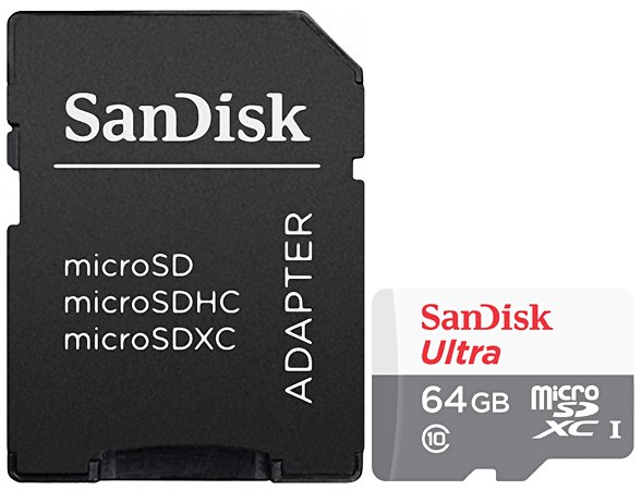 SanDisk Ultra - Tarjeta de memoria flash (adaptador microSDHC a SD Incluido) - 64 GB - Class 10 - microSDXC UHS-I