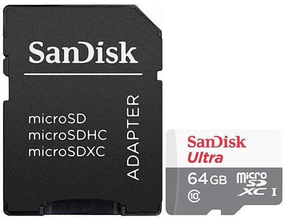 Tarjeta de memoria flash SanDisk Ultra - (adaptador microSDHC a SD Incluido) - 64 GB - Class 10 - microSDXC UHS-I