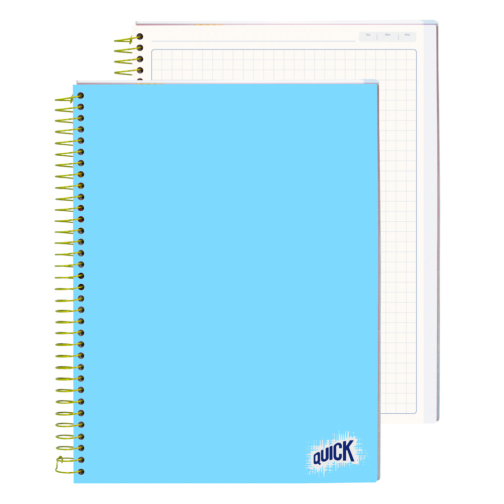 CUADERNO C/ESPIRAL QUICK 200H. FLEX. CUADROS PLANNER PASTEL