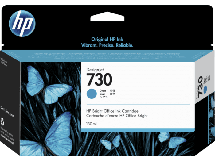 Tinta HP P2V62A Cyan (730) 130ml T1600 T1600dr MFP PS T2600dr  T1700 T1700dr