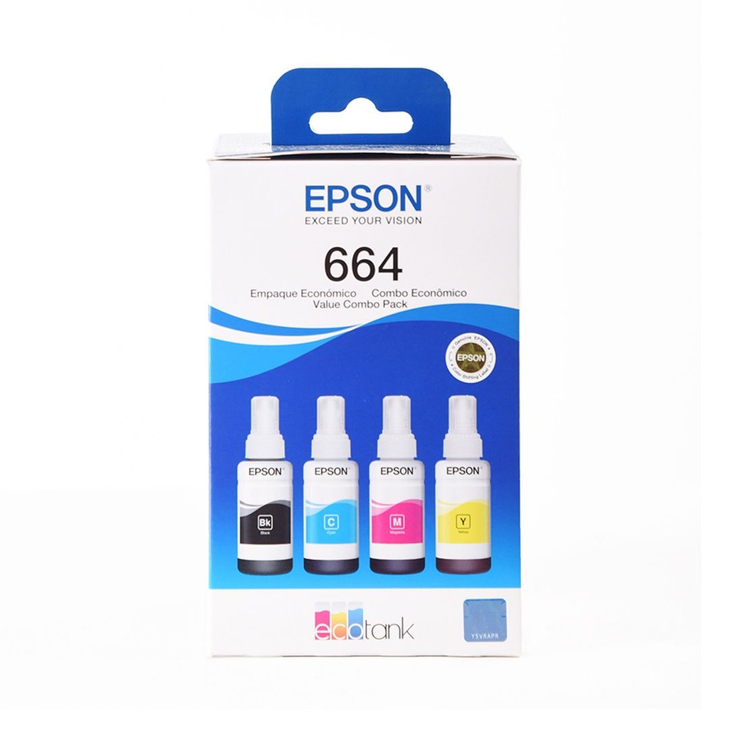 Tinta Epson Negro, Cyan, Magenta, Amarillo CUATRO(664 )L110 / L120/ L121/L200 / L210 / L220 / L300/L310 /L350 / L355 / L365 / L375 / L380 / L395 / L396 / L455 / L475 / L495 / L555 / L565 / L575 / L1300