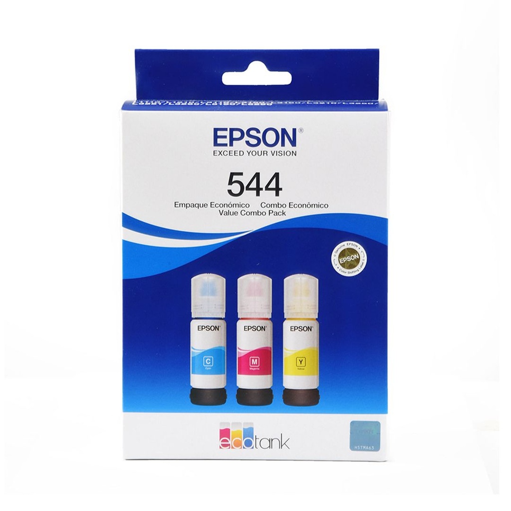 Pack de Tintas Epson Cyan, Magenta, Amarillo TRIO(544) L1110 L1210 L1250 L3110 L3150 L3160 L3210 L3250 L3251 L3260 L3560 L5190 L5290 L5590