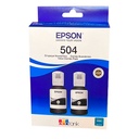 Botellas de Tinta Epson Negra DUO(504) de 127ml L4150 L4160 L4260 L4360 L6161 L6171 L6191 L6270 L6271 L6370 L14150