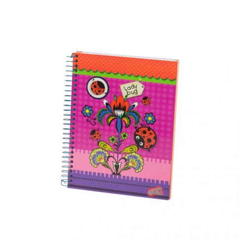 CUADERNO C/ESPIRAL QUICK 150H. T/DURA 1/2 CARTA LADYBUG