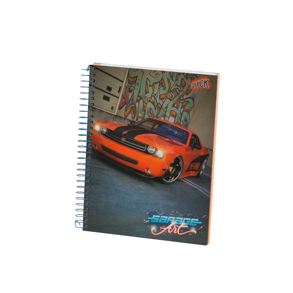 CUADERNO C/ESPIRAL QUICK 150H. T/DURA 1/2 CARTA GARAGE ART