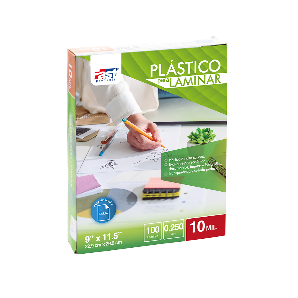 PLASTICO PARA LAMINAR FAST CX100 CARTA 9″X11.5″ X 10 MILESIMAS