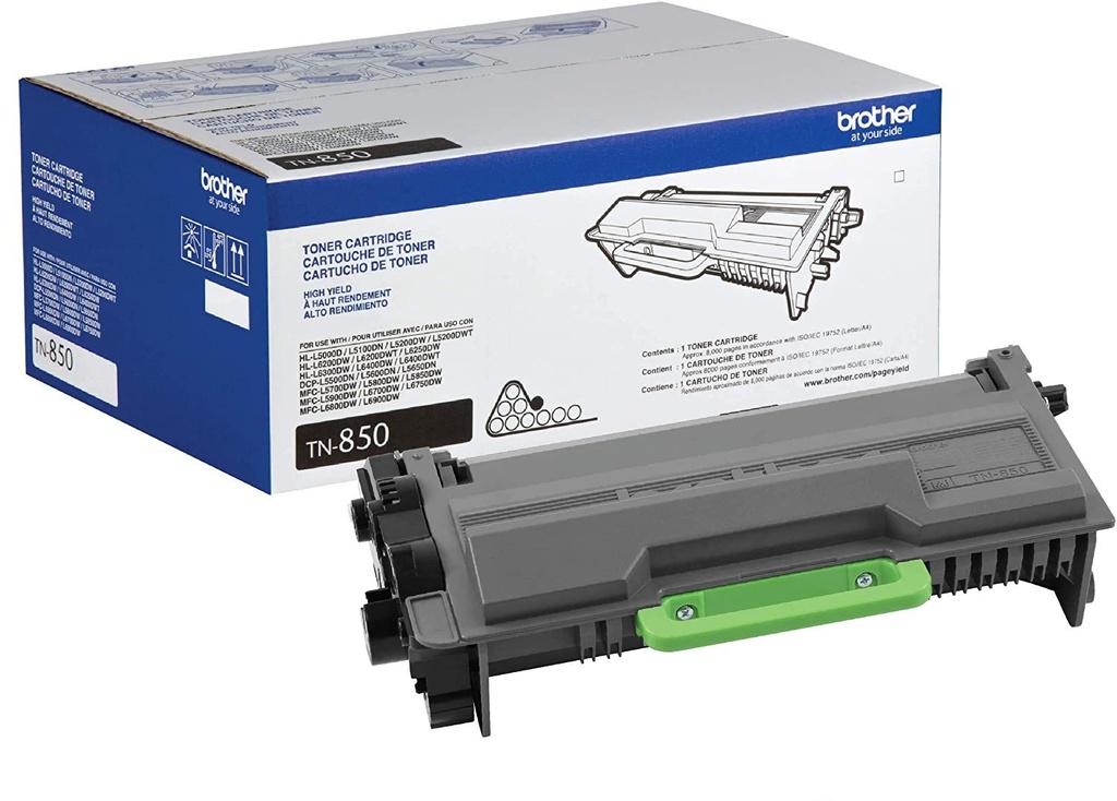 Toner Brother TN-850 negro L5000 L5100 L5200 L6200 L6250 L6300 L6400 L5500 L5600 L5650 L5700 L5705 L5800 L5850 L5900 L6700 L6750 L6800 L6900