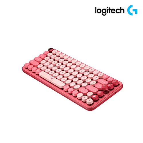 Logitech Pop Keys Teclado Inalámbrico en Español 2.4GHz y Bluetooth Rosado Heartbreaker