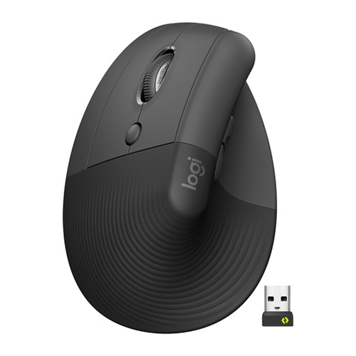 Ratón Logitech Ergonómico - para zurdos - 6 botones - inalámbrico - Bluetooth, 2.4 GHz - receptor de USB Logitech Logi Bolt - grafito