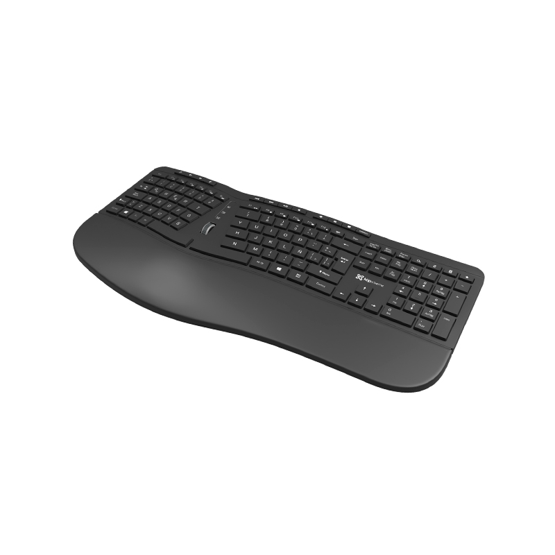 Teclado Ergonómico - Klip Xtreme - Inalámbrico 2.4Ghz en Español Negro