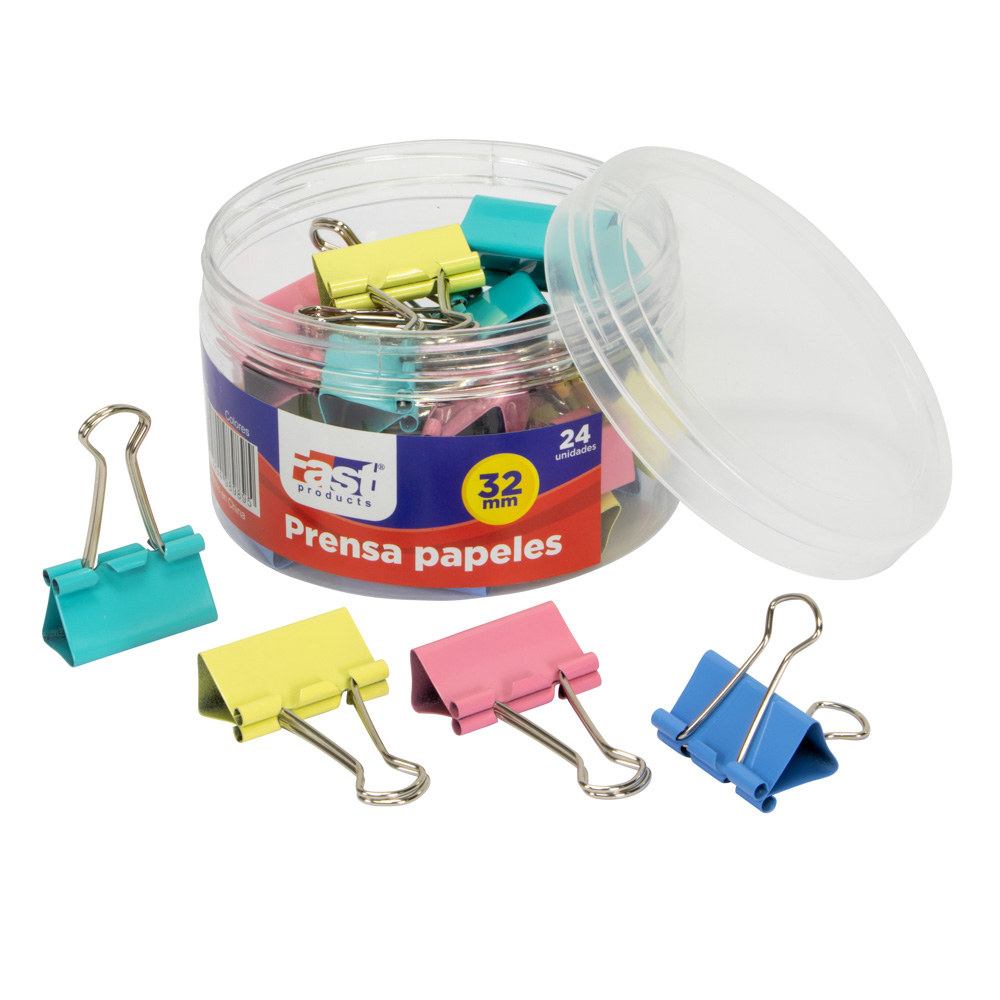 PRENSA PAPELES FAST 32MM CX24 COLORES SURTIDOS