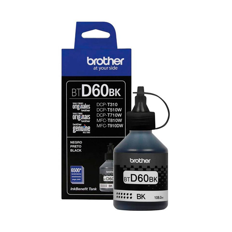 Tinta Brother Negro (BTD60BK) HL-T4000DW DCP-T220 T226 T310 DCP-T420W T426W DCP-T510W T520W DCP-T710W T720DW DCP-T820DW MFC-T810W T910DW MFC-T920DW T925DW MFC-T4500DW