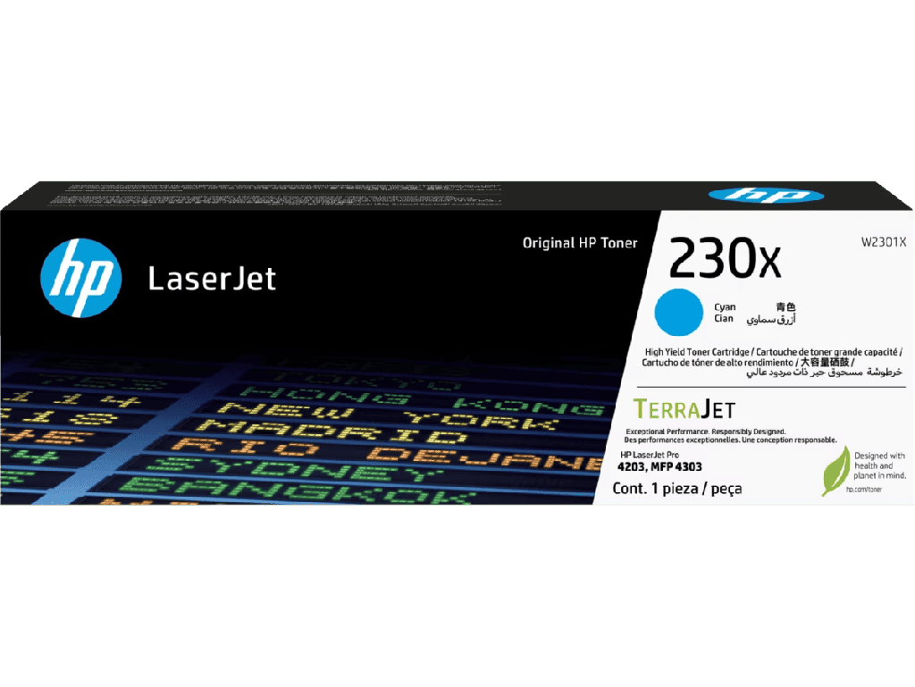 Tóner HP Cyan 230X LaserJet Pro 4201, 4203, MFP 4301, MFP 4303