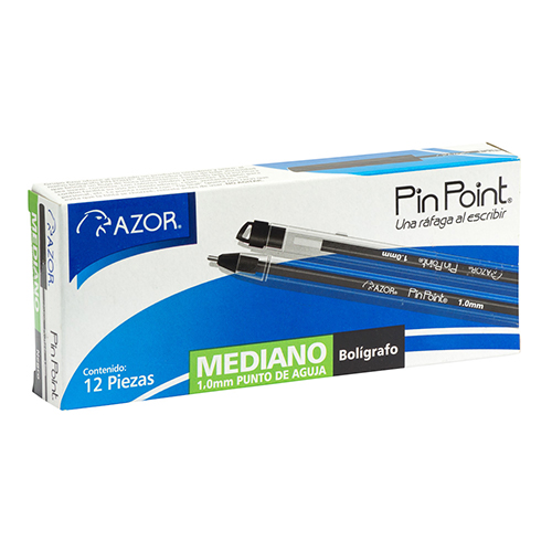 BOLIGRAFO AZOR NEGRO 6830AZ MEDIANO 1.0MM 12 UNIDADES