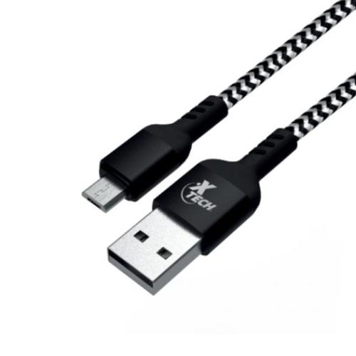 [XTC-366] Cable USB Xtech - 4 pin USB Type A - 5 pin Micro-USB Type B - 1.8 m - Black &amp; white - Braided XTC-366