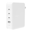 Adaptador de corriente Belkin - tecnología GaN - 140 vatios - Fast Charge, Suministro de energía 3.1 - 4 conectores de salida (USB, 3 USB-C) - blanco