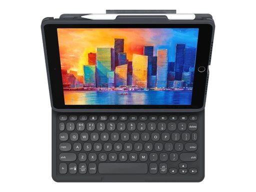 [103404702] ZAGG Pro Keys - Caja de teclado y folio - retroiluminación - Bluetooth - QWERTY - EE. UU. - para Apple 10.2-inch iPad (7ª generación, 8ª generación)