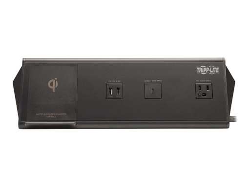 [TLM210CAM] Tripp Lite Safe-IT 6-Port USB Charging Station - 2x USB-C 60W, 4x USB-A, 2x 5-15R, Wireless Charging, 1000 Joules, 10 ft. Cord, Antimicrobial Protection - Estación de carga - 12 A - CA 120 V - conectores de salida: 2 - negro