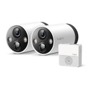 Tapo C420S2 V1 - 2 cámaras Tapo C420 + Hub Tapo H200 - cámara de vigilancia de red - para exteriores, en interior - resistente al polvo/resistente al agua - color (Día y noche) - 2560 x 1440 - 2K - focal fijado - audio - inalámbrico - Wi-Fi - H.264