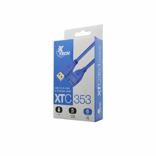 [XTC-353] Cable Extensión  Xtech USB 6ft USB 3.0 Azul