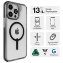 Estuche Zagg Santa Cruz Snap Apple iPhone 15 Pro - MagSafe - negro, transparente