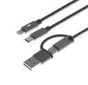 Cable Xtech XTC-560 USB Tipo A o C Micro USB o Lightning y USB tipo C 1.2 m Solo carga Color Gris
