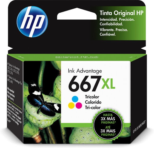 [3YM80AL] Tinta HP Color (667XL) Deskjet Ink Advantage 1200/2300/2375/2700/2775/4100/6000/6400/6475