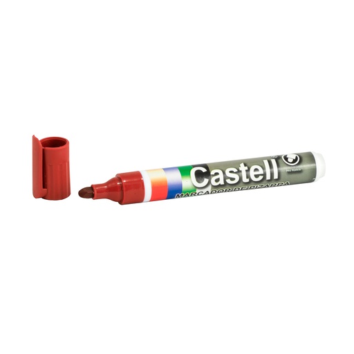 [10587-ROJO] Marcador Para Pizarron Castell Punta Redonda Rojo