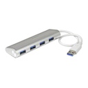 StarTech.com Concentrador Portátil USB 3.0 de 4 Puertos - Hub de Aluminio con Cable Incorporado - Hub - 4 x SuperSpeed USB 3.0