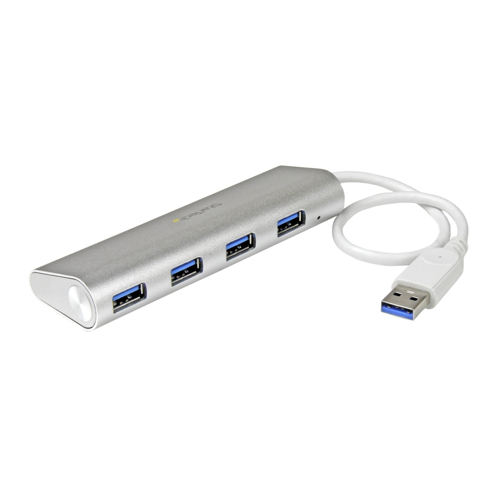 [ST43004UA] StarTech.com Concentrador Portátil USB 3.0 de 4 Puertos - Hub de Aluminio con Cable Incorporado - Hub - 4 x SuperSpeed USB 3.0