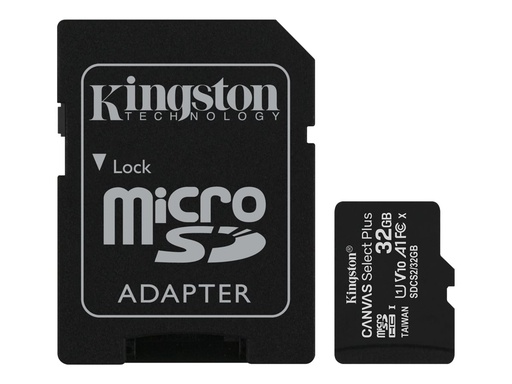 [SDCS2/32GB] Tarjeta de memoria flash Kingston Canvas Select Plus, 32 GB (adaptador microSDHC a SD Incluido)