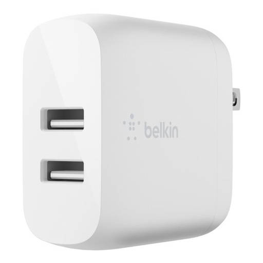 [WCD001dq1MWH] Adaptador de corriente Belkin 24 vatios - 4.8 A - 2 conectores de salida (USB) - blanco