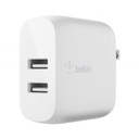 Adaptador de corriente Belkin Dual Wall Charger - 24 vatios - 4.8 A - 2 conectores de salida (2 x USB) - en el cable: USB-C