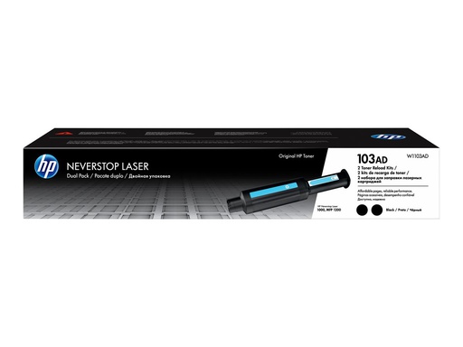 [W1103AD] Tóner HP Negro 103AD Recarga Original Paquete de 2 Neverstop Laser 1000,1001 MFP 1200, MFP 1201, MFP 1202